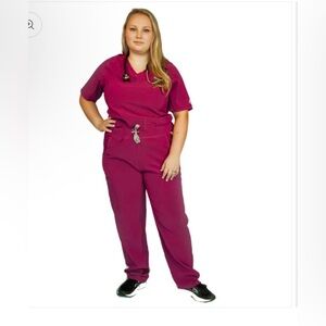 Burgundy scrubs set Pomfrey style by Essential Threads size Small